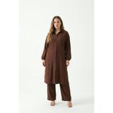 şuranur Bürümcük Gömlek Yaka Tunik Takım Düğmeli Tesettüre Uygun 2XL 6XL