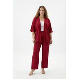 Şuranur Bürümcük Kumaş Kimono Takım - Bordo - 6XL