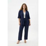 Şuranur Bürümcük Kumaş Kimono Takım - Lacivert - 2XL