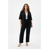 Şuranur Bürümcük Kumaş Kimono Takım - Siyah - 3XL