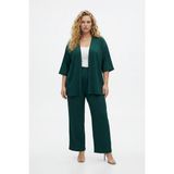 Şuranur Bürümcük Kumaş Kimono Takım - Yeşil - 4XL