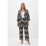 şuranur Desenli Kimono Hırkalı 2li Alt Üst Takım Bürümcük Kumaş Yazlık 2xl-6xl Oversize