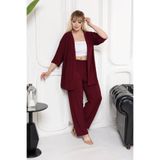 şuranur Kimono Hırkalı 2li Alt Üst Takım Bürümcük Kumaş Yazlık M-6xl Oversize
