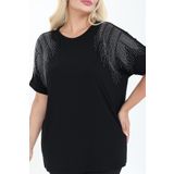 şuranur Omuzu Taşlı Bluz Yarasa Kol 1. Kalite Taş Bambu M-6xl