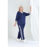 Şuranur Şeritli Takım Oysho Modal Kumaş Şeritli Yumuşak Dokulu M-6xl - 3XL - Lacivert