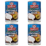 Suree Premium Hindistan Cevizi Sütü, Zengin ve Kremsi, 400ml, 4'lü Paket,%17-19 Yağ