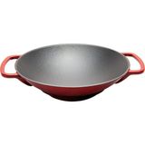 Sürel Döküm 28 Cm Yuvarlak Wok Tava Kırmızı