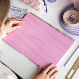 Süresiz Haftalık Spiralli Masaüstü Planlayıcı Pembe 24 x 34 cm Dayanıklı Renkli Tasarım - Standart