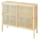 Sürgü kapaklı dolap, rattan-çam, 125x47x110 cm