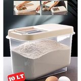 Sürgülü Kapaklı 10 LT Erzak Bakliyat Un Şeker Saklama Kabı