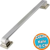 Sürgülü Kapı Çekme Kolu Tutma Kulpu Kulbu Çelik Dış Kapı Tutamağı Kol Saten 40 cm - 1