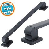 Sürgülü Kapı Çekme Kolu Tutma Kulpu Kulbu Çelik Dış Kapı Tutamağı Kol Siyah 30 cm - 1