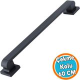 Sürgülü Kapı Çekme Kolu Tutma Kulpu Kulbu Çelik Dış Kapı Tutamağı Kol Siyah 60 cm - 1