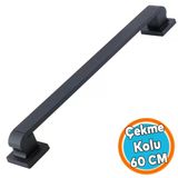 Sürgülü Kapı Çekme Kolu Tutma Kulpu Kulbu Çelik Dış Kapı Tutamağı Kol Siyah 60 Cm