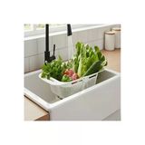 Sürgülü Pratik Ayarlanabilir Lavabo Süzgeci, Ayarlı Süzgeç, Meyve Sebze Salata Yıkama Süzgeci Beyaz