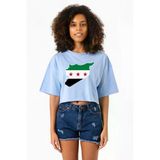 Suriye Yeni Bayrak Bebe Mavi Kadın Crop Tshirt