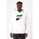 Suriye Yeni Bayrak Beyaz Erkek 3İp Kapşonlu Sweatshirt