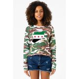Suriye Yeni Bayrak Kamuflaj Ekstra Uzunkol Sweatshirt