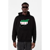 Suriye Yeni Bayrak Siyah Erkek 3İp Kapşonlu Sweatshirt