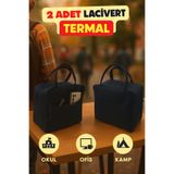 SürLaz 2 Adet Lacivert Termal Beslenme Çantası, Okul Ofis Kamp Piknik İçin İdeal 6/8 Saate Kadar Koruma