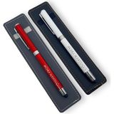 SürLaz Öğretmenler Günü Hediyesi 2'li Isme Özel El Yapımı Deri Kılıflı Touch Pen Kalem Seti - 1 - Kırmızı-Beyaz