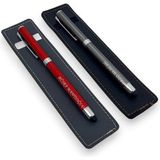 SürLaz Öğretmenler Günü Hediyesi 2'li Isme Özel El Yapımı Deri Kılıflı Touch Pen Kalem Seti - 1 - Kırmızı - Füme