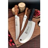 Sürlaz Satır Zırh Et Bıçağı 3 Parça Kebap Seti Handmade
