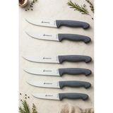 Sürmene Silver Serisi 6 Lı Mutfak Bıçak Seti Gri Sap Et Ekmek Sebze Meyve Kesme Bıçağı (Srm-011)