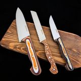 Sürmene Verzalit Sap Özel Seri Şef Bıçağı , Steak Bıçağı Ekmek Bıçağı , Sebze Bıçağı Meyve Bıçağı 3 'lü Paket - Kahverengi