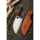 SÜRMENOX Sürmene Serisi K Almazan Mutfak Şef Bıçağı Kahve Verzalit Sap Kamp Outdoor Bıçak Deri Kılıflı HDS-122
