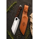 SÜRMENOX Sürmene Serisi Kante Mutfak Şef Bıçağı Kahve Verzalit Sap Kamp Outdoor Bıçak Deri Kılıflı HDS-126
