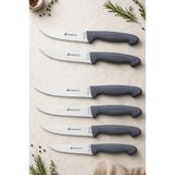 SÜRMENOX Sürmene Silver Serisi 6 Lı Mutfak Bıçak Seti Gri Sap Et Ekmek Sebze Meyve Kesme Bıçağı (SRM-011)