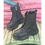 Surpie Shoes Çocuk Bot Fermuarlı Bağlama ile Rahat Kullanım Sunan Suni Deri - Siyah