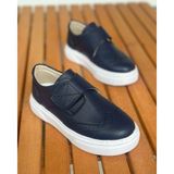 Surpie Shoes Erkek Çocuk Klasik Ayakkabı Kalın Topuklu Cırtlı Kullanım İçin Rahat - Lacivert