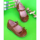 Surpie Shoes Ince Fiyonk Detaylı Kız Çocuk Babet, Kırmızı, Beyaz, Siyah Babet - Taba