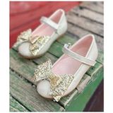 Surpie Shoes Kız Çocuk Dore Ortopedik Babet Suni Deri Malzemeden Düz Tabanlı Bantlı Tasarım