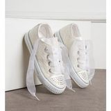 Surpie Shoes Kız Çocuk Günlük Ayakkabı Işıklı Dantelli Oval Tasarım Düz Tabanlı - Sedef
