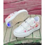 Surpie Shoes Kız Çocuk Işıklı Ayakkabı Günlük Kullanım İçin Cırtlı Düz Taban Türkiye Üretimi - Gümüş