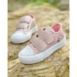 Surpie Shoes Kız Çocuk Işıklı Günlük Ayakkabı Cırtlı Bağlama Düz Tabanlı Pembe - Pudra