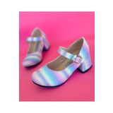 Surpie Shoes Renkli Çocuk Topuklu Ayakkabı, Gökkuşağı Topuklu Ayakkabı