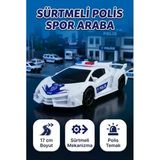 Sürtmeli Polis Araba - 17 Cm Lamborghini Aventador Tasarımlı Oyuncak Spor Polis Arabası