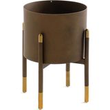 Sürton Çiroz Çiçeklik Kahverengi Metal Saksı 34 cm - Kahverengi - Gold - Standart