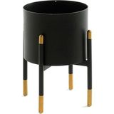 Sürton Çiroz Çiçeklik Siyah Gold Metal Saksı 34 cm - Siyah - Gold - Standart