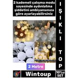 #Süs Oda Cafe Organizasyon Led Gece Lambası 2 Metre 10'Lu Işıklı Şık Beyaz Top Pilli Dekoratif Süs Vitrin