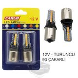 ŞüsCarOto Aksesuar Carub Düz-Çakarlı Park Stop Sinyal Ampulü Tek Duy 12 LED Fren Lambası 12V 93 Turuncu