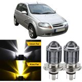 ŞüsCarOto Aksesuar Chevrolet Kalos 2003-2007 Uyumlu Mercekli Far Ampulü LED Xenon Çift Renk Sarı-Beyaz Far Şimşek Etkili Csp LED Lamba Uzun Kısa 2 Adet Takım
