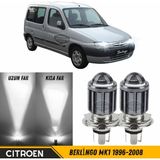 ŞüsCarOto Aksesuar Citroen Berlingo Mk1 1996-2008 Uyumlu Mercekli Far Ampulü LED Xenon Beyaz Renk Far Şimşek Etkili Csp LED Lamba Uzun Kısa 2 Adet Takım