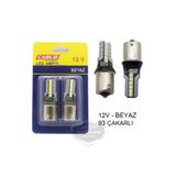 ŞüsCarOto Aksesuar Düz-Çakarlı Park Stop Sinyal Ampulü Tek Duy 12 Led Fren Lambası 12V 93 Beyaz