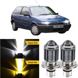 ŞüsCarOto Aksesuar Fiat Tipo 1993-2000 Uyumlu Mercekli Far Ampulü LED Xenon Çift Renk Sarı-Beyaz Far Şimşek Etkili Csp LED Lamba Uzun Kısa 2 Adet Takım