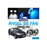 ŞüsCarOto Aksesuar Ford Focus 2.5 2009-2011 Uyumlu Mercekli Angel Sis Farı Metal 76 mm Buz Mavi Halkalı Gündüz Farı
